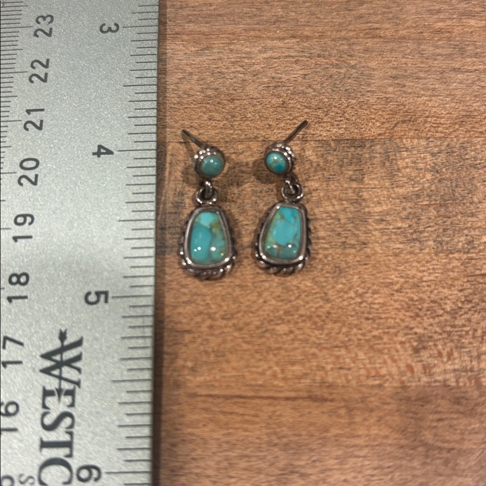 Vintage Stauer Turquoise & Silver Necklace and Earring Set ~ Never Worn - Picture 7 of 10